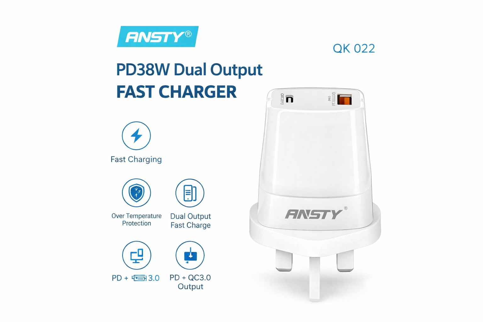 Ansty PD38W Dual Output Fast Charger QK 022