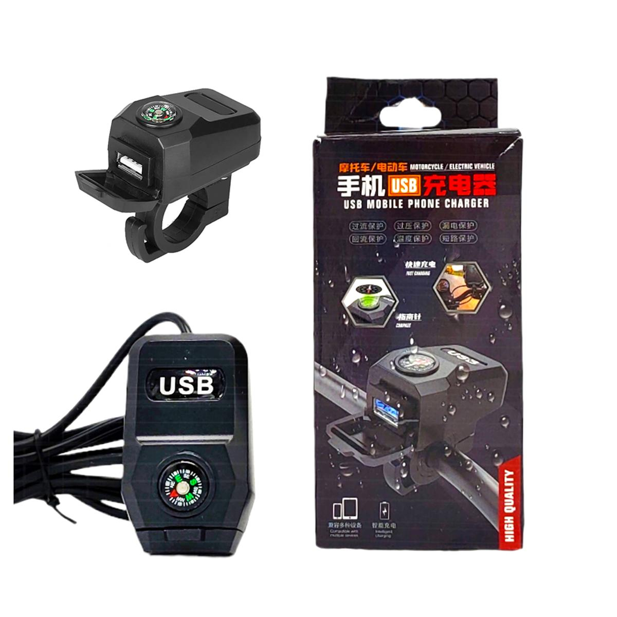 Motorcycle USB Mobile Phone Charger (Handlebar Mount)